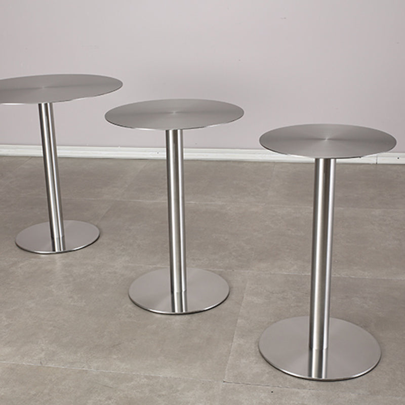 Pedestal Stainless Steel Top Cocktail Table Round Coffee Table for Living Room