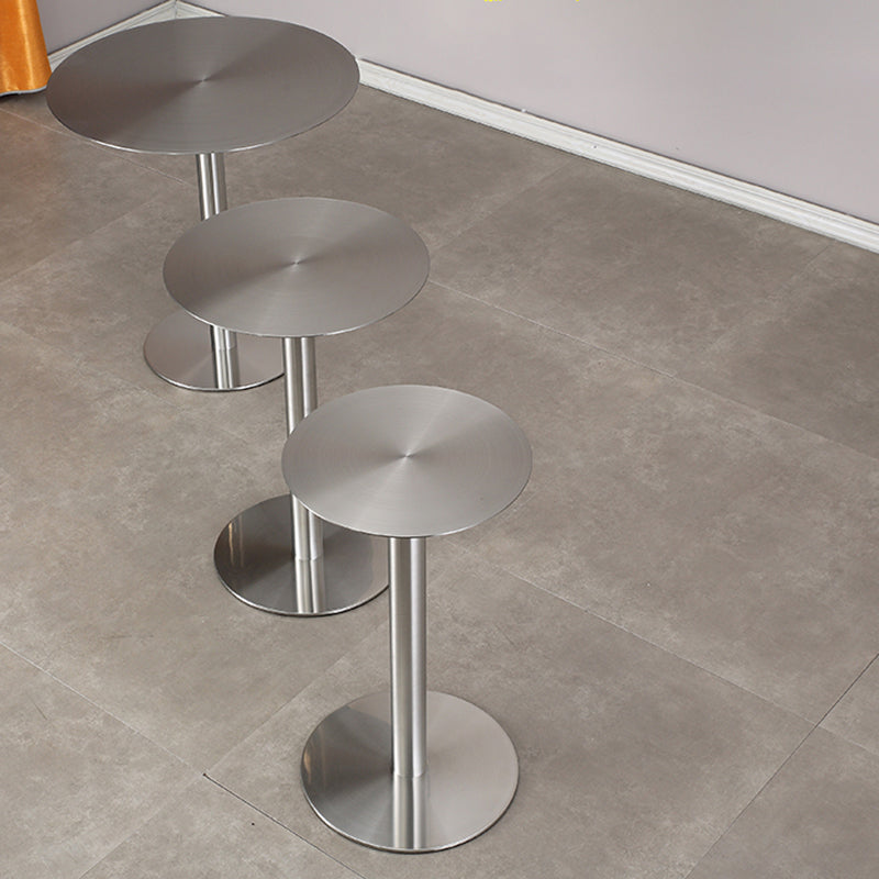 Pedestal Stainless Steel Top Cocktail Table Round Coffee Table for Living Room