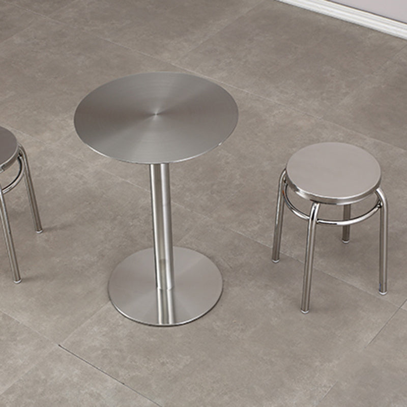Pedestal Stainless Steel Top Cocktail Table Round Coffee Table for Living Room