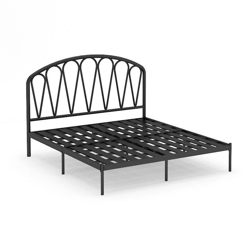 Metal Glam Open-Frame Bed 45" Tall Standard Bed with Headboard