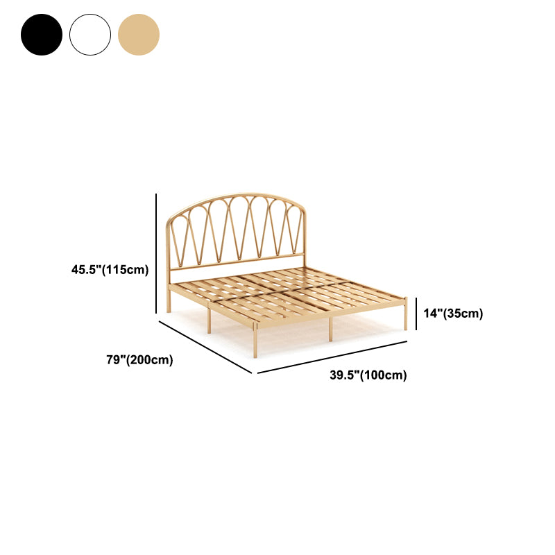 Metal Glam Open-Frame Bed 45" Tall Standard Bed with Headboard