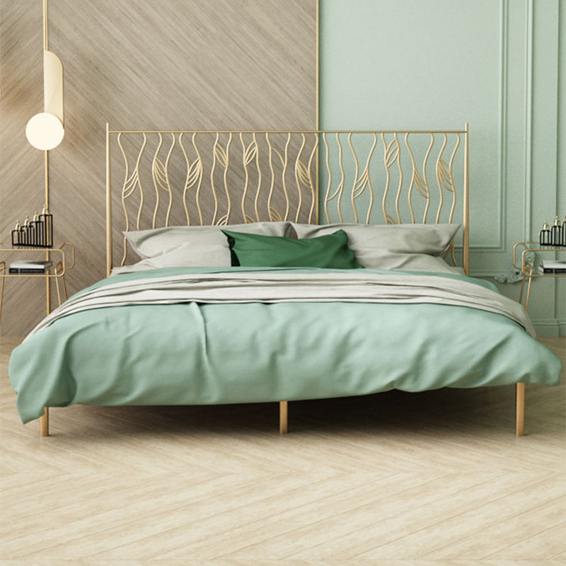Glam 45" Tall Open-Frame Bed Metallic Bed Frame with Headboard