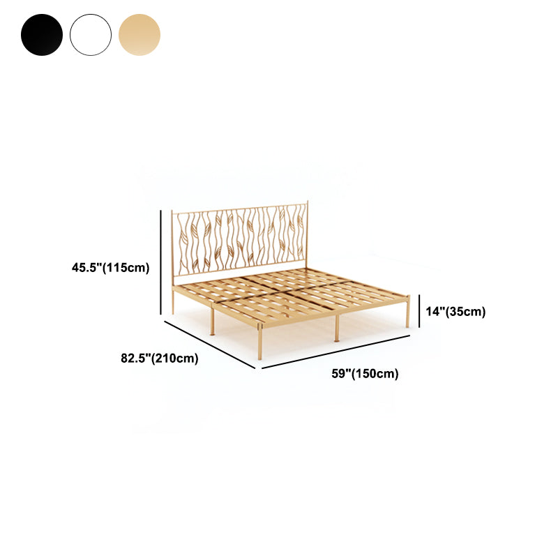 Glam 45" Tall Open-Frame Bed Metallic Bed Frame with Headboard