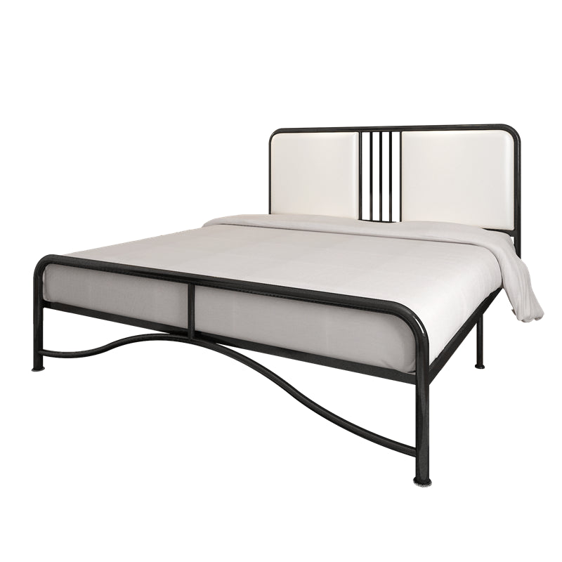 Glam Metal Open-Frame Bed with Rectangular Upholstered Headboard
