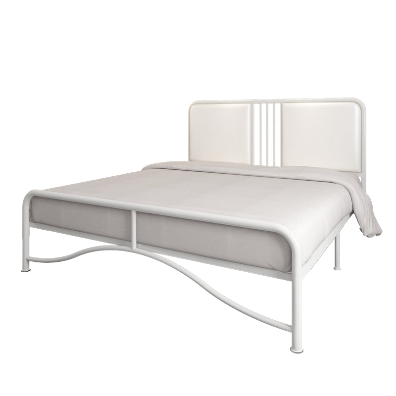 Glam Metal Open-Frame Bed with Rectangular Upholstered Headboard
