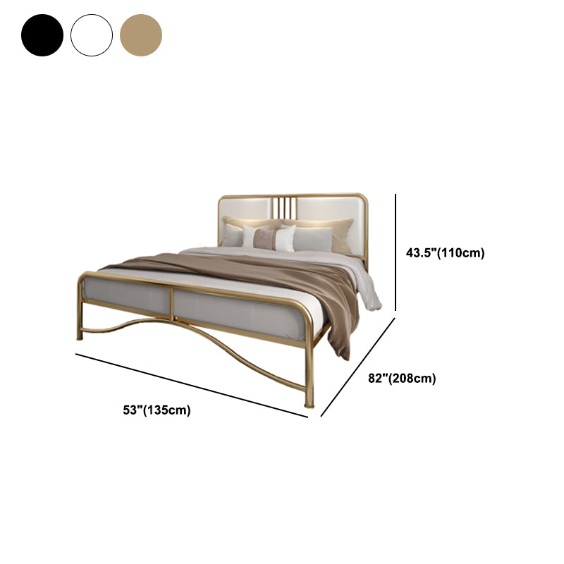 Glam Metal Open-Frame Bed with Rectangular Upholstered Headboard