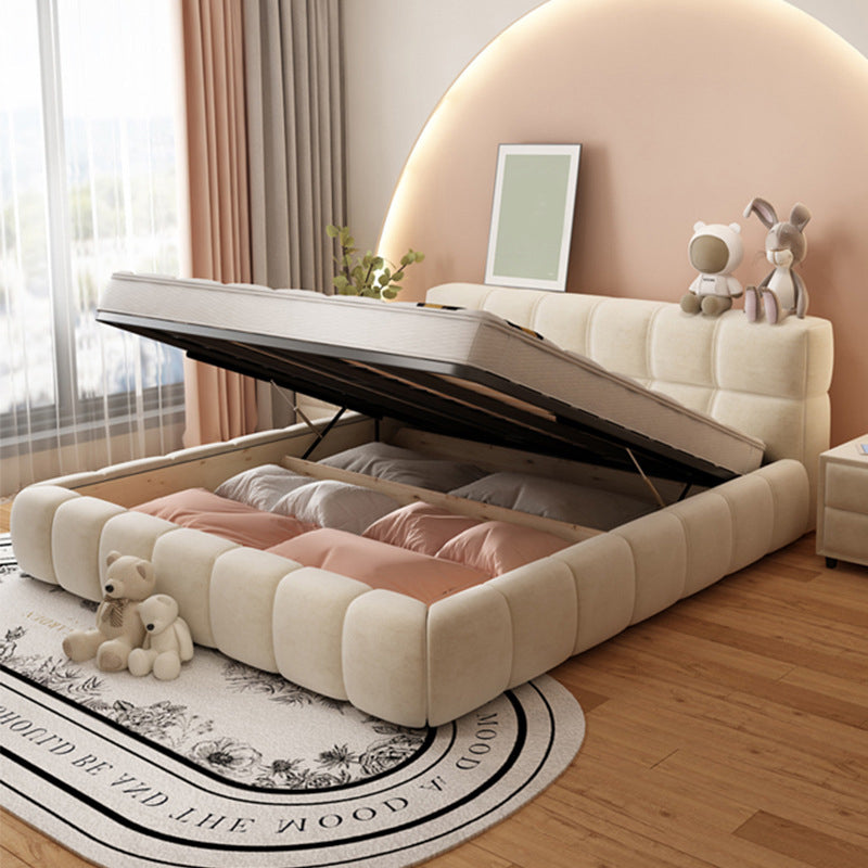 Modern Style Standard Bed with Tufted Upholstered Headboard Bed