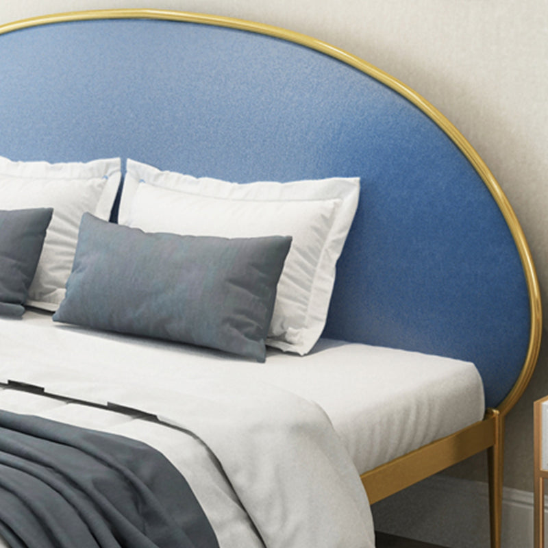 Glam Style Upholstered Headboard Bed with Metal Legs Standard Bed