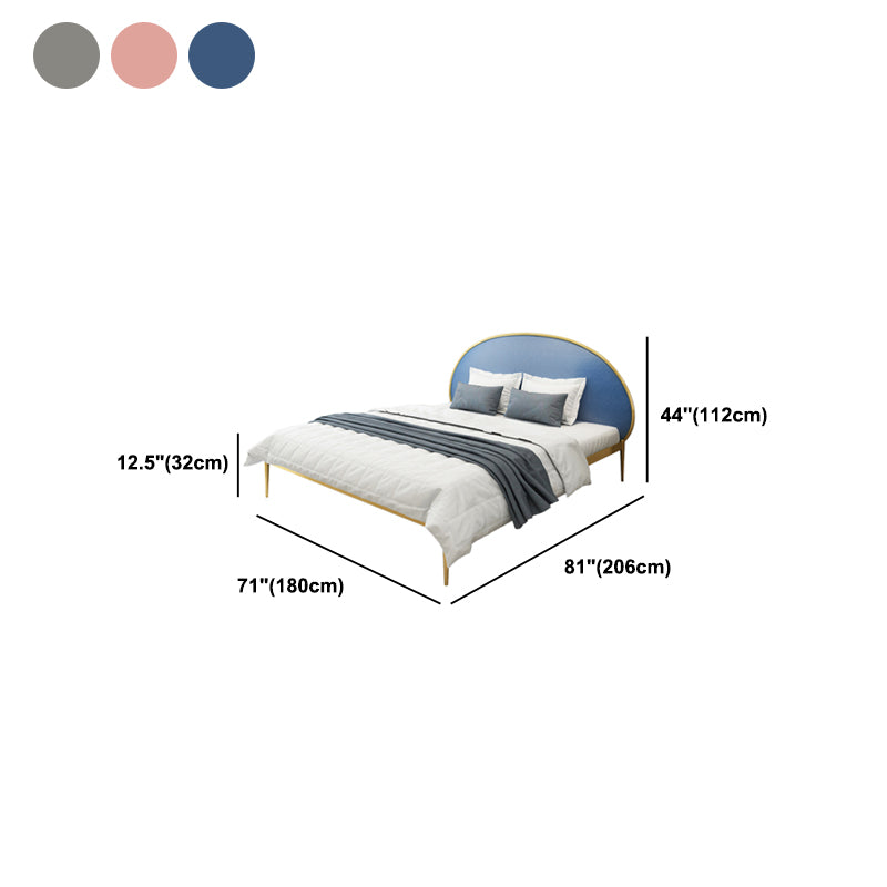 Glam Style Upholstered Headboard Bed with Metal Legs Standard Bed