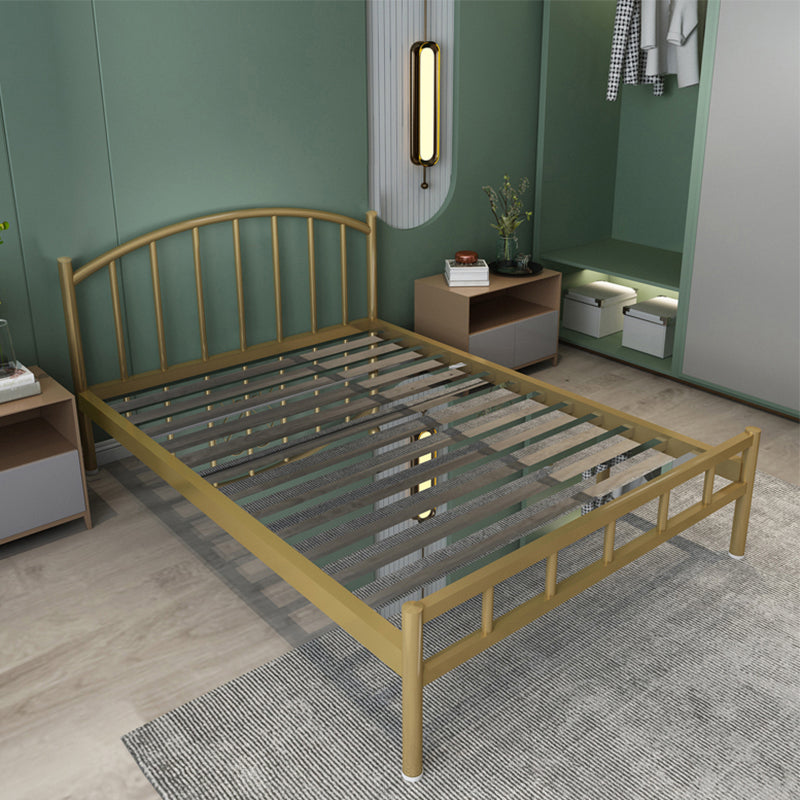 Contemporary Open-Frame Bed with Spindle Headboard in Stainless Steel