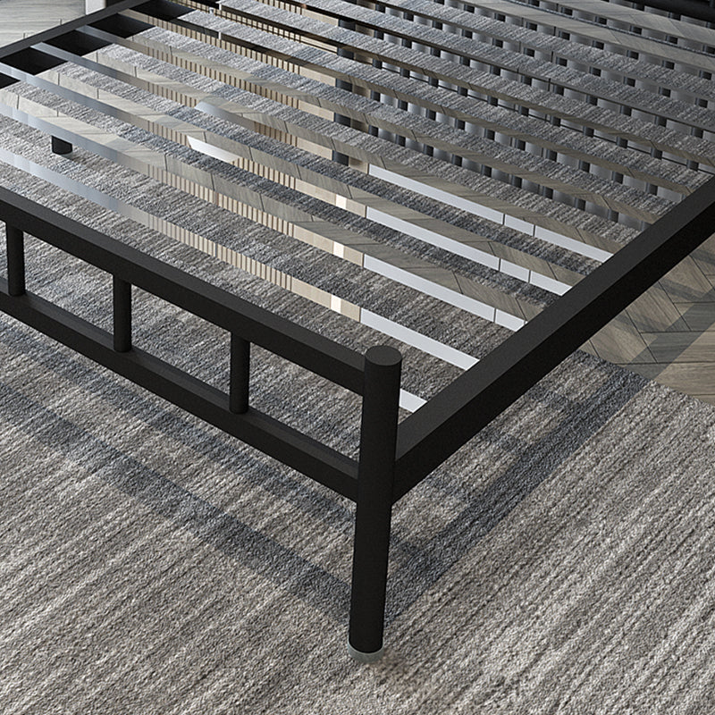 Contemporary Open-Frame Bed with Spindle Headboard in Stainless Steel