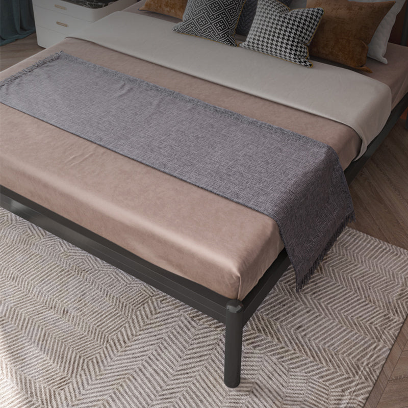 Contemporary Open-Frame Bed with Spindle Headboard in Stainless Steel