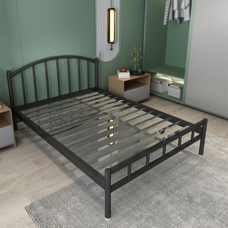 Contemporary Open-Frame Bed with Spindle Headboard in Stainless Steel