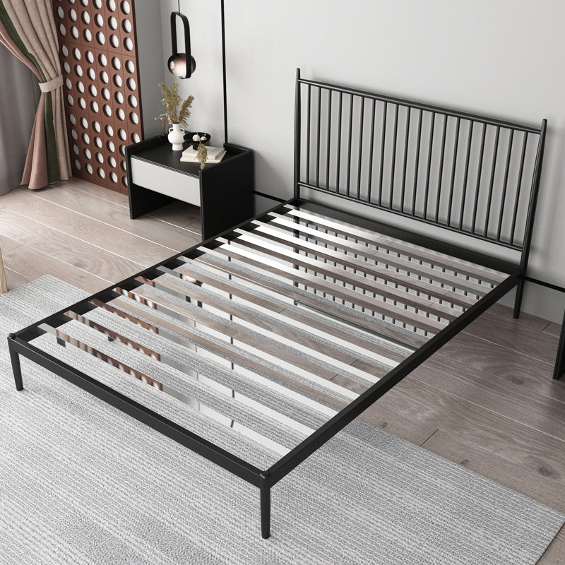 Contemporary Rectangular Spindle Headboard Bed with Metal Legs