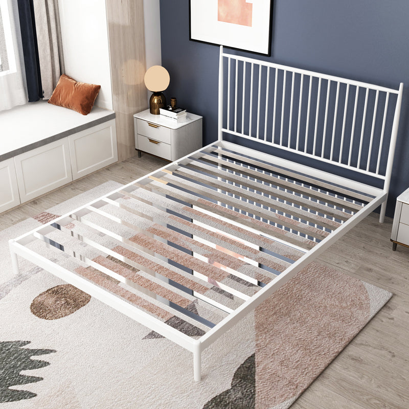 Contemporary Rectangular Spindle Headboard Bed with Metal Legs