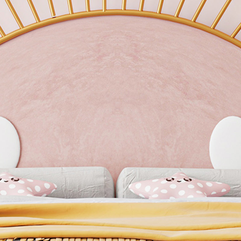 Glam Open-Frame Bed with Upholstered Headboard and Metal Legs