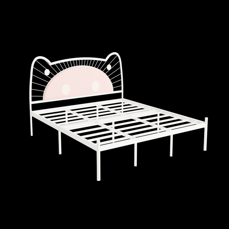 Glam Open-Frame Bed with Upholstered Headboard and Metal Legs