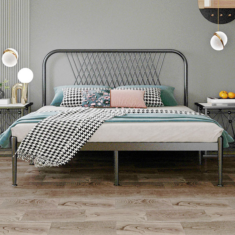Glam Iron Headboard Bed with Open-Frame and Metal Legs Bed 47.24"