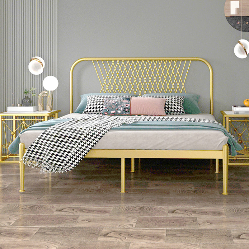 Glam Iron Headboard Bed with Open-Frame and Metal Legs Bed 47.24"