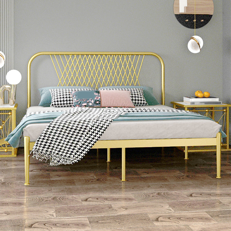 Glam Iron Headboard Bed with Open-Frame and Metal Legs Bed 47.24"