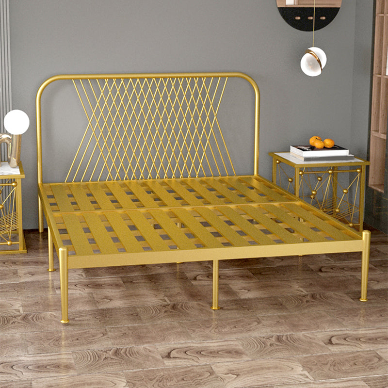 Glam Iron Headboard Bed with Open-Frame and Metal Legs Bed 47.24"