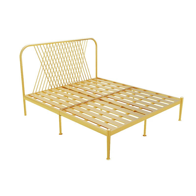 Glam Iron Headboard Bed with Open-Frame and Metal Legs Bed 47.24"