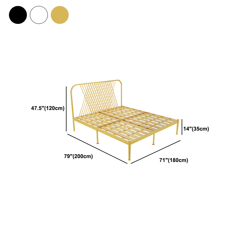 Glam Iron Headboard Bed with Open-Frame and Metal Legs Bed 47.24"