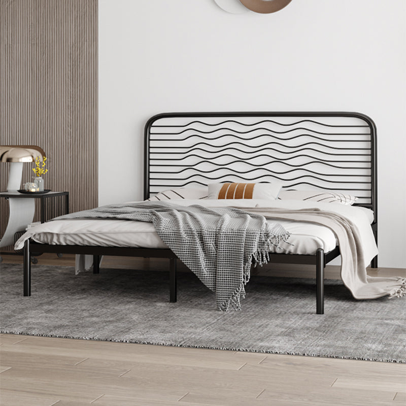 Glam Iron Open-Frame Bed with Rectangle Headboard and Metal Legs