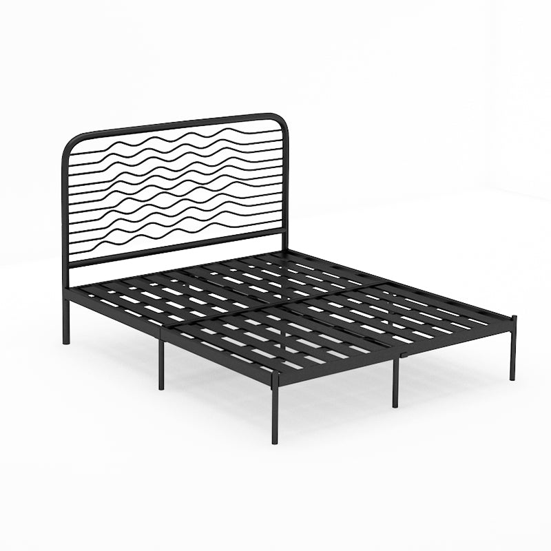 Glam Iron Open-Frame Bed with Rectangle Headboard and Metal Legs