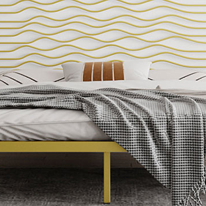 Glam Iron Open-Frame Bed with Rectangle Headboard and Metal Legs