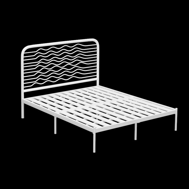 Glam Iron Open-Frame Bed with Rectangle Headboard and Metal Legs