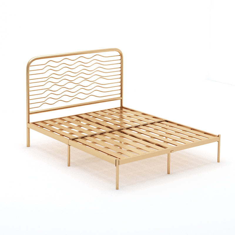 Glam Iron Open-Frame Bed with Rectangle Headboard and Metal Legs