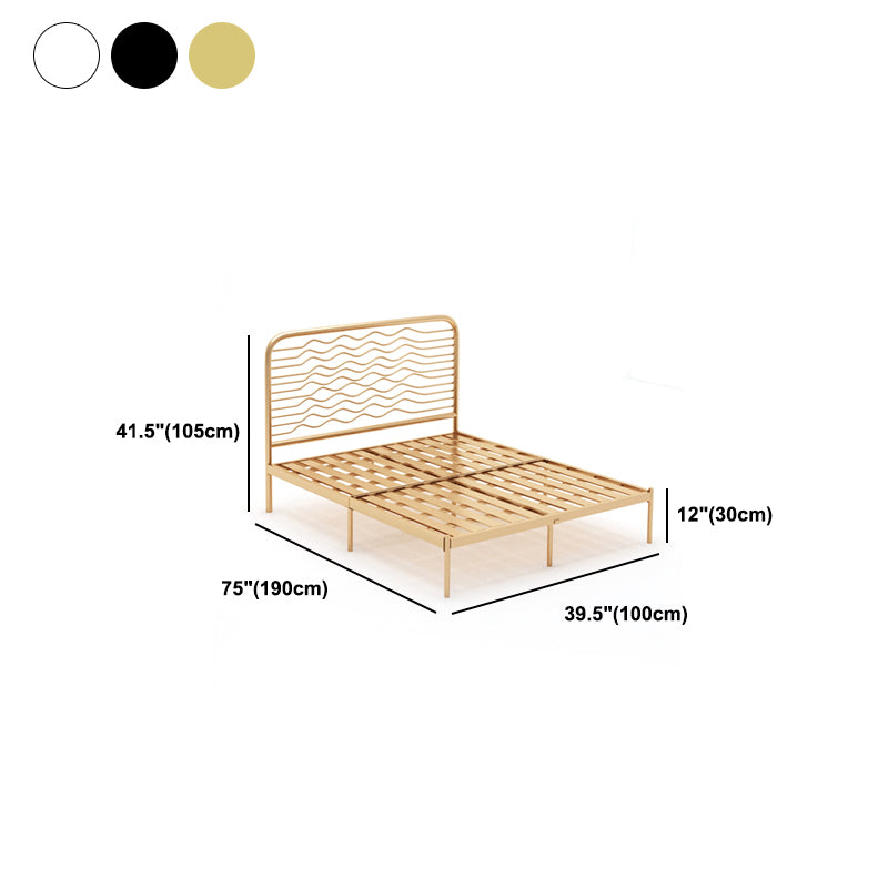 Glam Iron Open-Frame Bed with Rectangle Headboard and Metal Legs