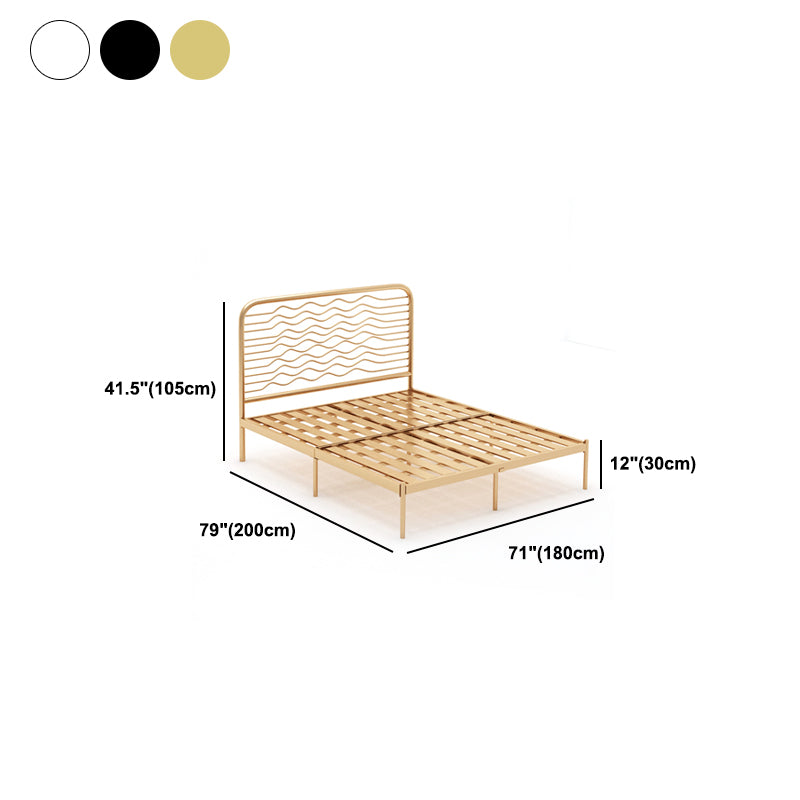 Glam Iron Open-Frame Bed with Rectangle Headboard and Metal Legs