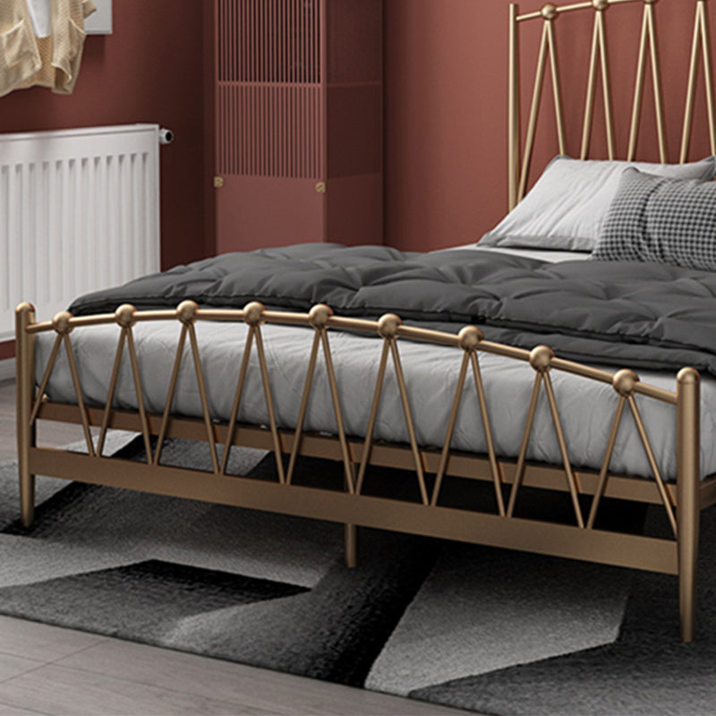 Glam Iron Frame Bed with Open-Frame Arched Headboard and Metal Legs