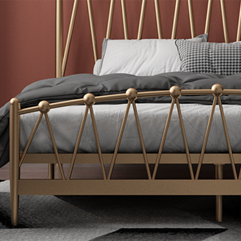 Glam Iron Frame Bed with Open-Frame Arched Headboard and Metal Legs