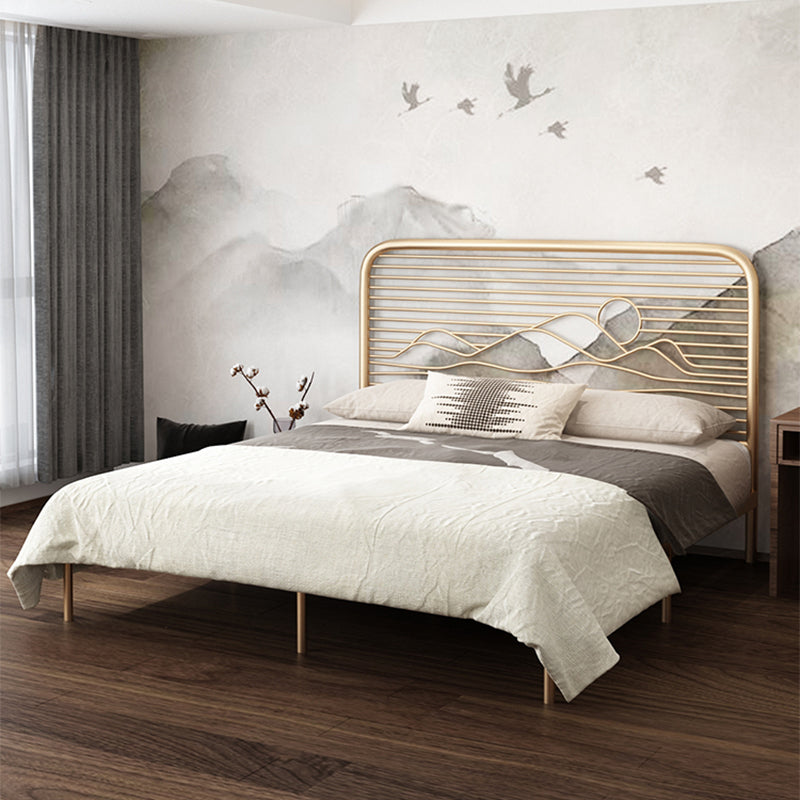 Open-Frame Bed with Iron Rectangle Headboard and Metal Legs Bed