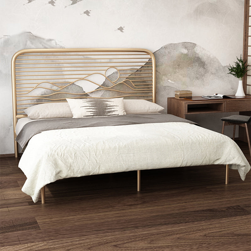 Open-Frame Bed with Iron Rectangle Headboard and Metal Legs Bed