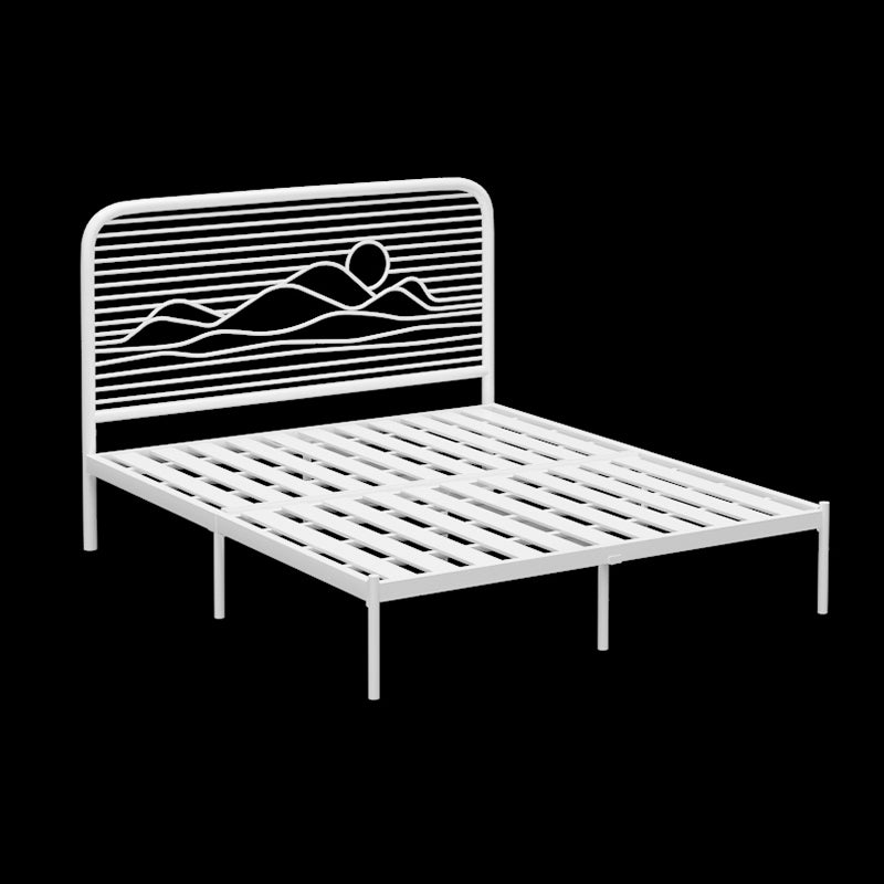 Open-Frame Bed with Iron Rectangle Headboard and Metal Legs Bed