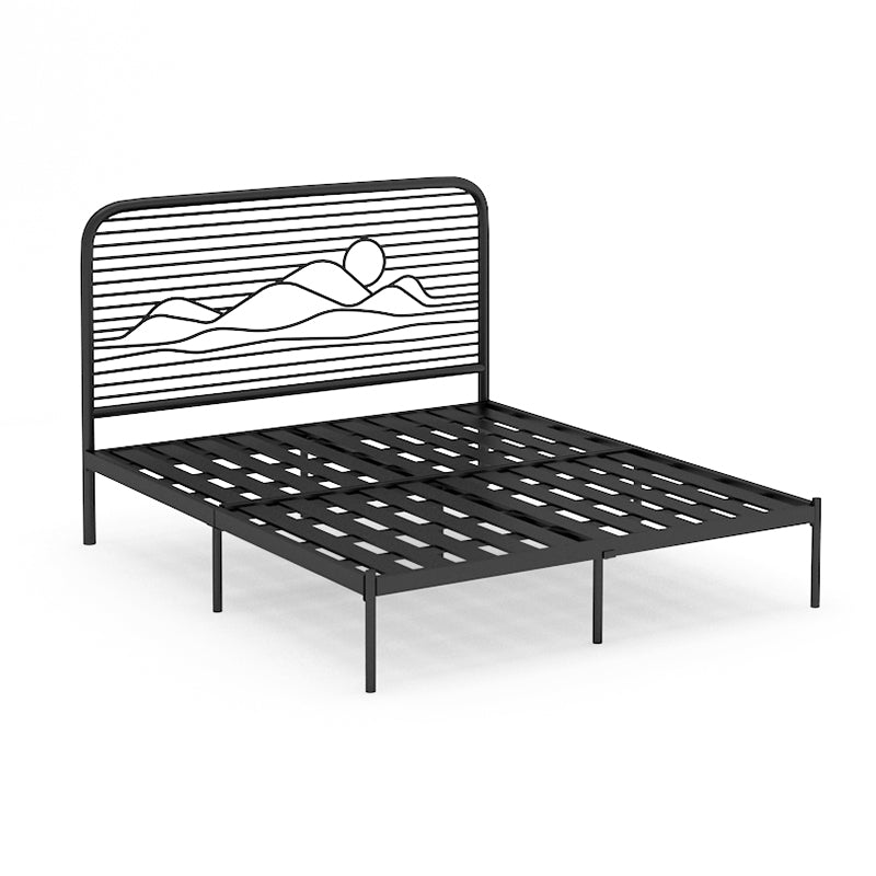 Open-Frame Bed with Iron Rectangle Headboard and Metal Legs Bed