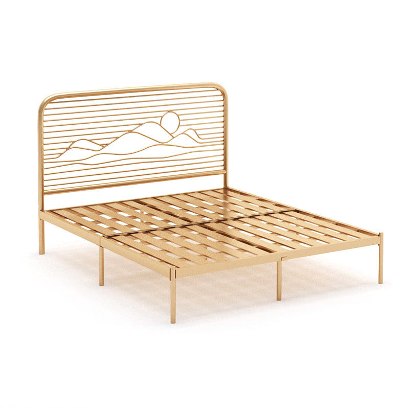 Open-Frame Bed with Iron Rectangle Headboard and Metal Legs Bed