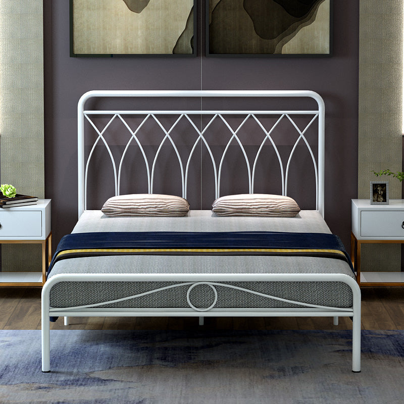 Glam Open-Frame Bed with Iron Frame Headboard and Metal Legs