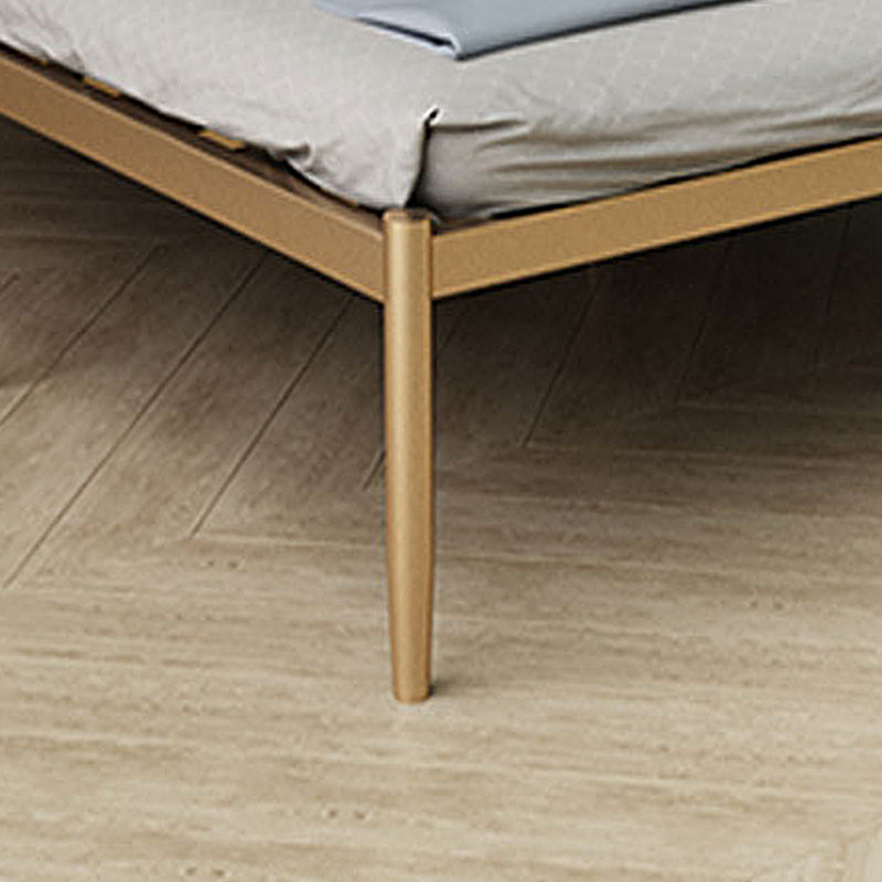 Iron Frame Panel Beb with Rectangle Upholstered Headboard and Metal Legs