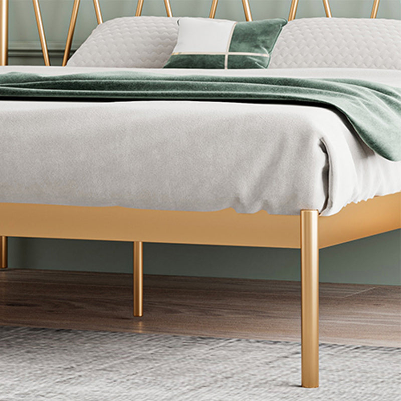 Iron Open-Frame Bed with Arched Headboard and Metal Legs Bed