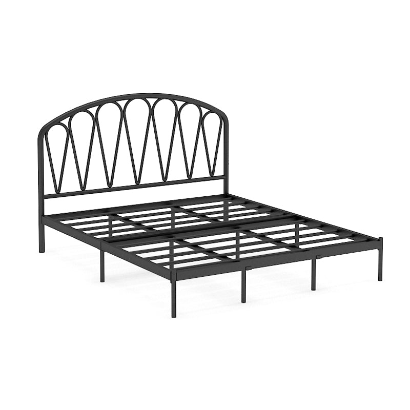 Iron Open-Frame Bed with Arched Headboard and Metal Legs Bed