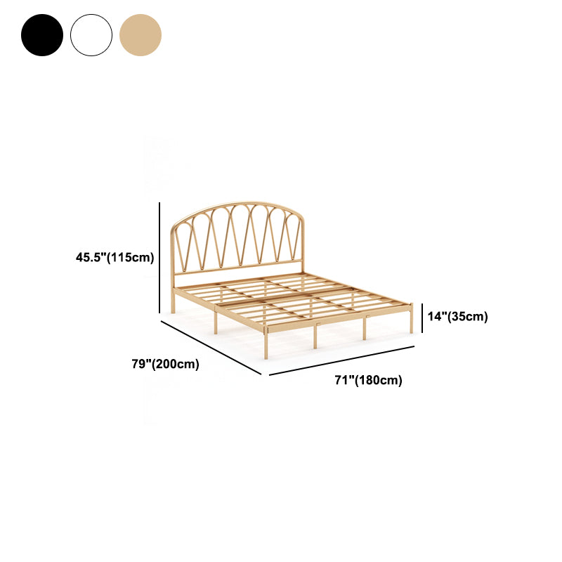 Iron Open-Frame Bed with Arched Headboard and Metal Legs Bed