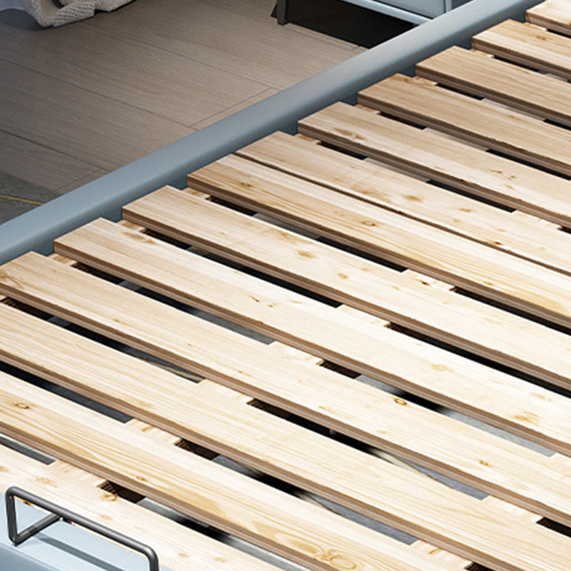 Modern Wingback Bed with Rectangle Upholstered Headboard and Storage