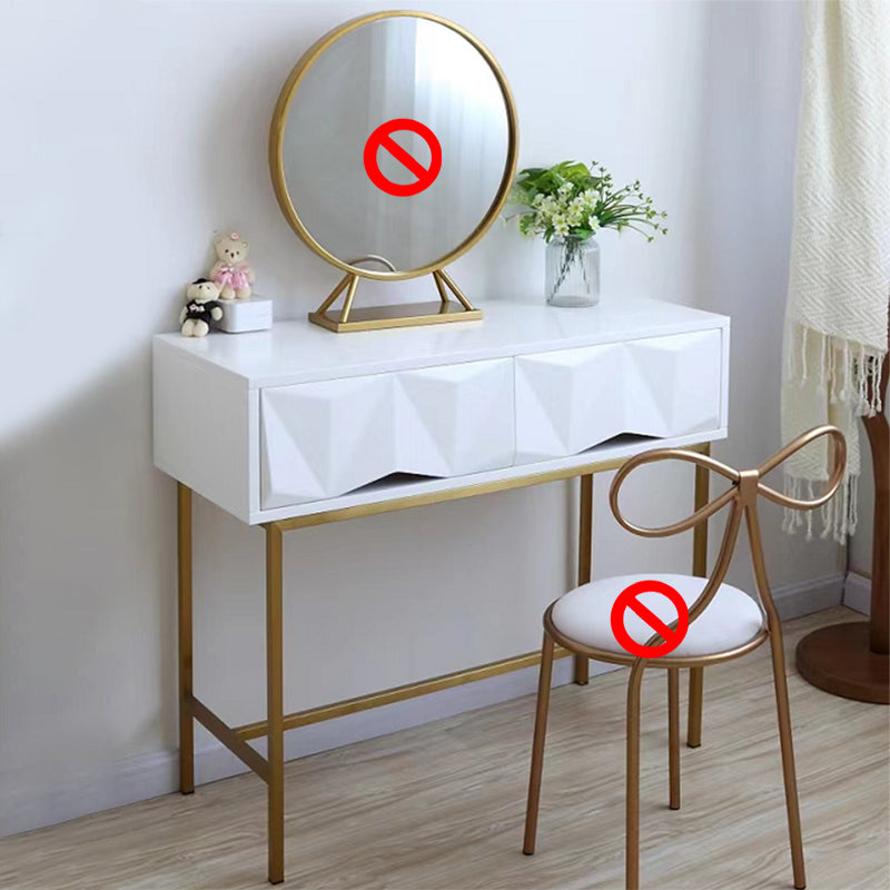 White Vanity Table Glam 33.07" H Dressing Table with Mirror and Stool