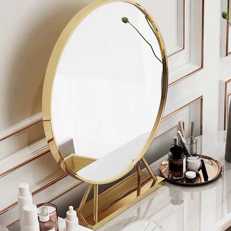 1-Drawer Makeup Vanity Table with Mirror & Stool Luxurious Stone/Leather Dresser
