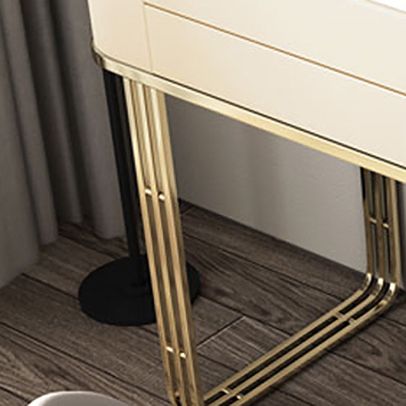 Glass Top Vanity Makeup Table Set With Drawer, Glam Vanity Dressing Table